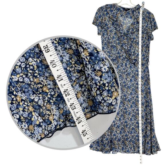 Y2k Midi Dress 8 Sheer Ditsy Floral Chiffon Ethereal Fairy WhimsiGoth Ruffle MSK - Picture 5 of 16